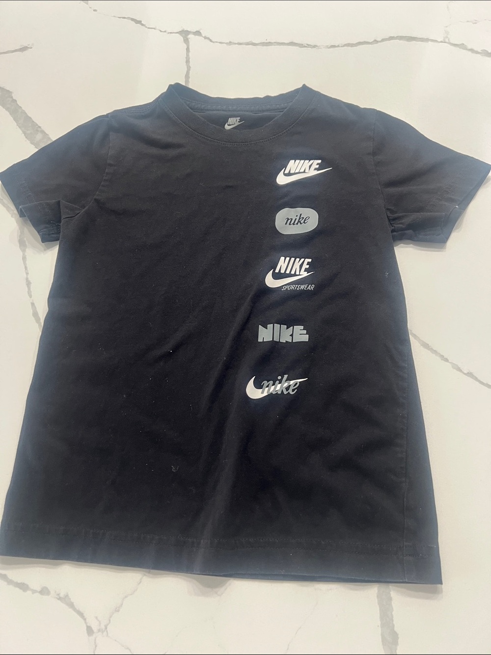 Nike Black Tee with Vertical White Logo Mix